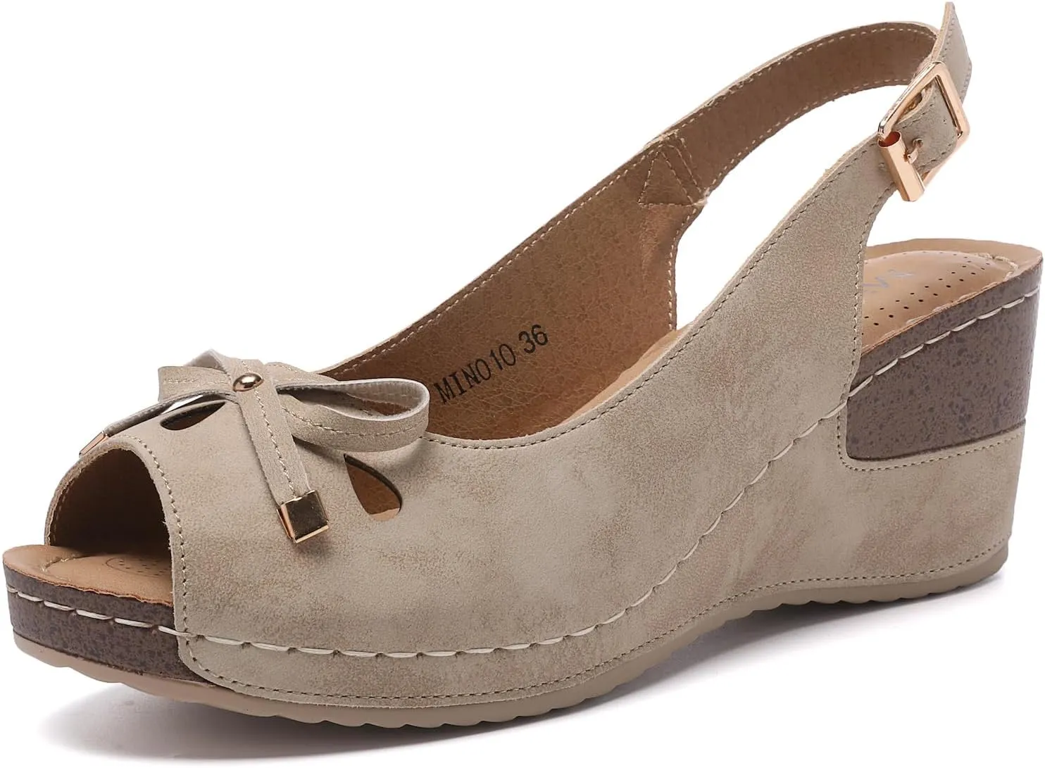 Mintzice Women's Peep Toe Casual Comfortable Ankle Strap Dressy Wedge Sandals