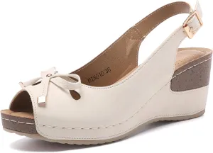 Mintzice Women's Peep Toe Casual Comfortable Ankle Strap Dressy Wedge Sandals
