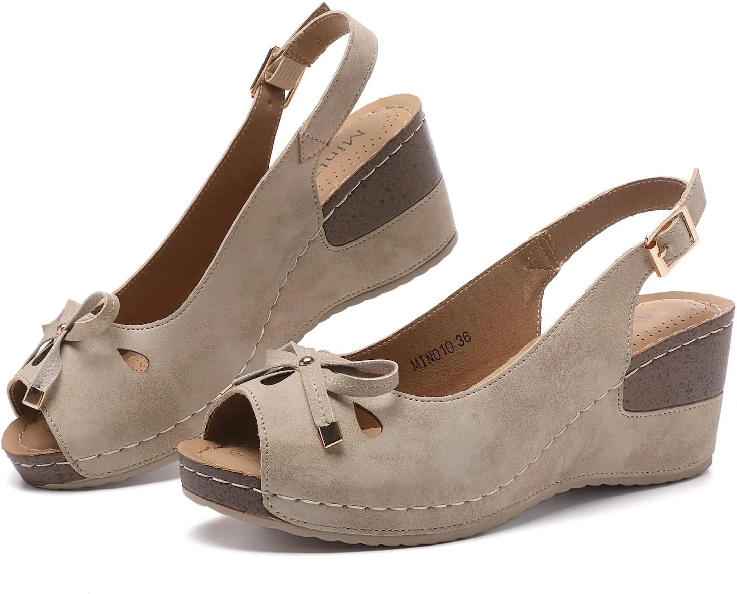 Mintzice Women's Peep Toe Casual Comfortable Ankle Strap Dressy Wedge Sandals