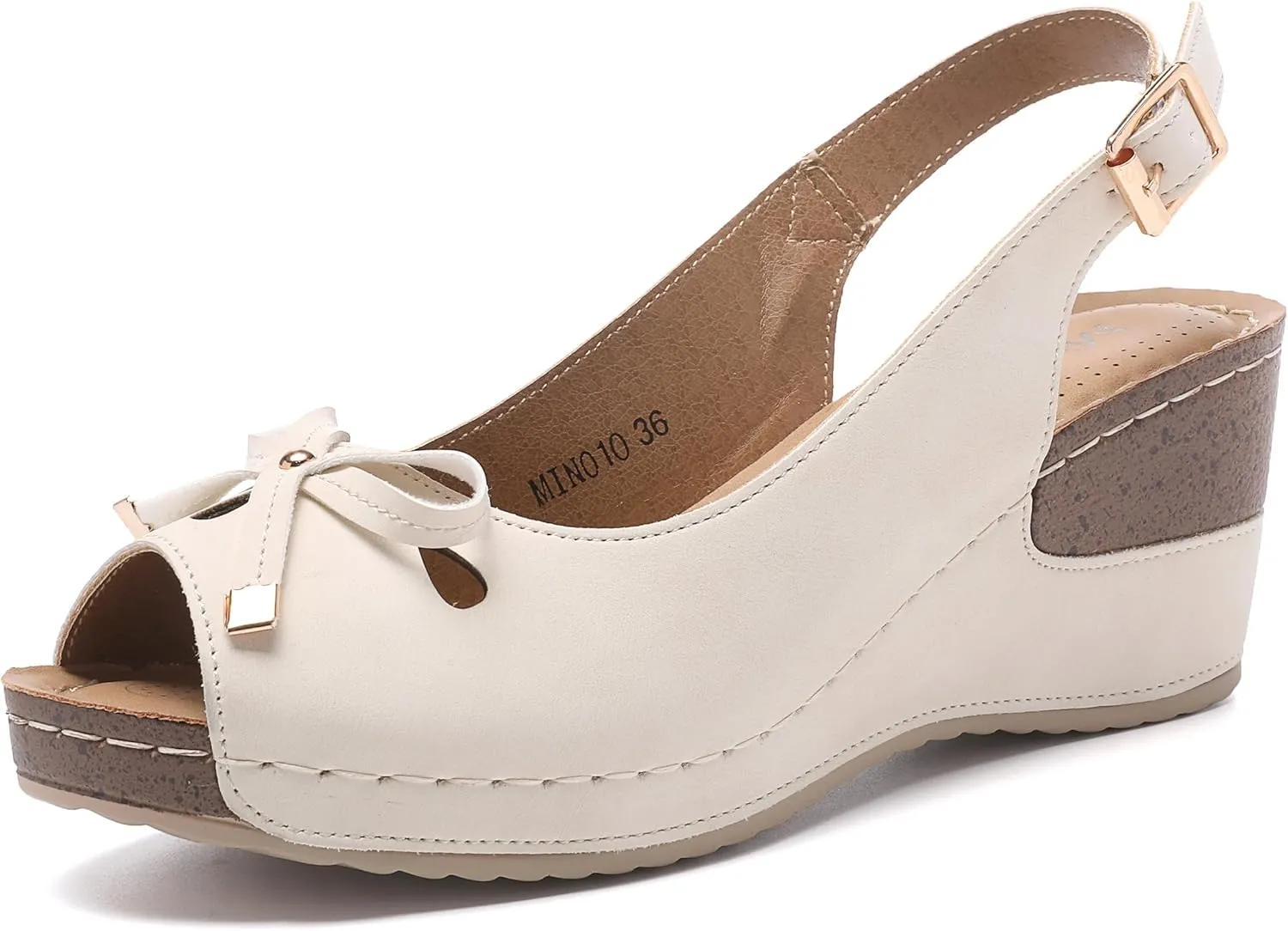 Mintzice Women's Peep Toe Casual Comfortable Ankle Strap Dressy Wedge Sandals