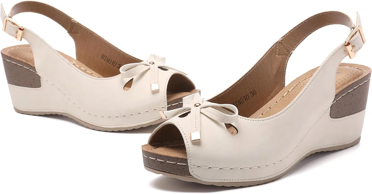 Mintzice Women's Peep Toe Casual Comfortable Ankle Strap Dressy Wedge Sandals