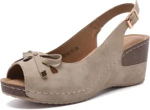 Mintzice Women's Peep Toe Casual Comfortable Ankle Strap Dressy Wedge Sandals