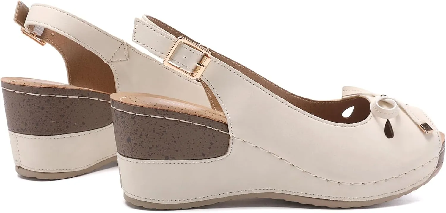 Mintzice Women's Peep Toe Casual Comfortable Ankle Strap Dressy Wedge Sandals
