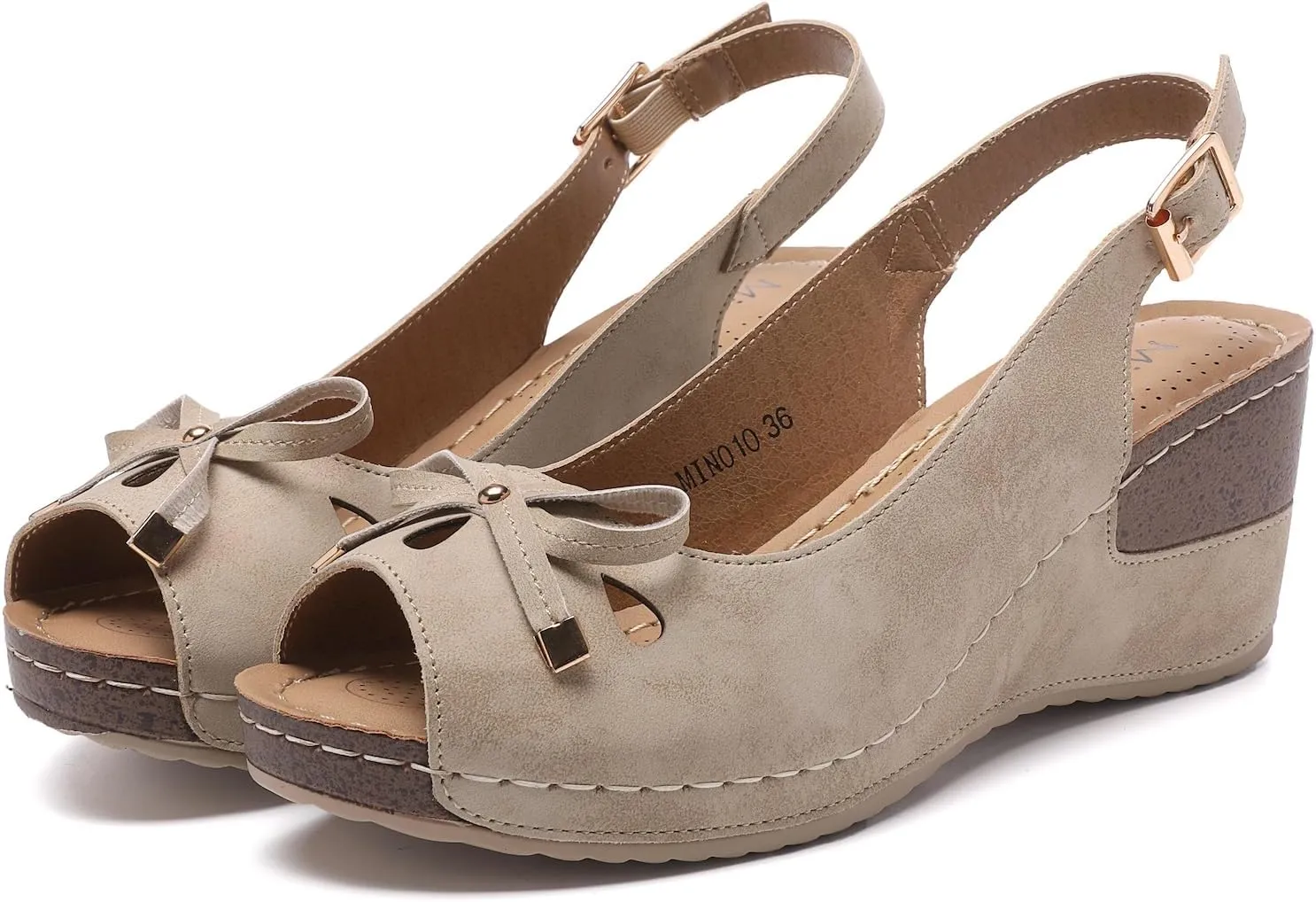 Mintzice Women's Peep Toe Casual Comfortable Ankle Strap Dressy Wedge Sandals