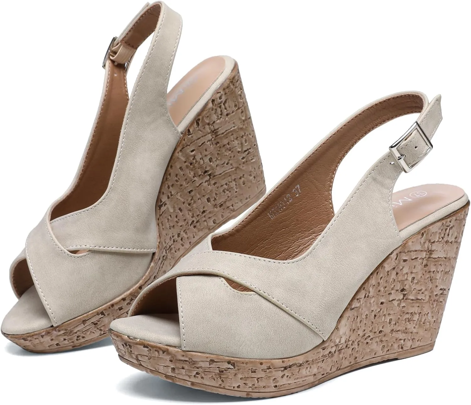 Mintzice Women's Peep Toe Casual Comfortable Dressy Adjustable Buckle Strap Slingback Platform Wedge Sandals