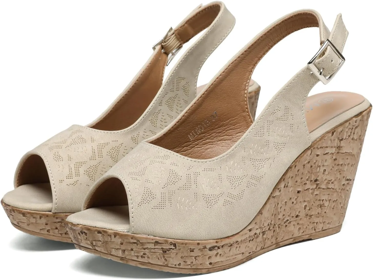 Mintzice Women's Peep Toe Casual Comfortable Dressy Adjustable Buckle Strap Slingback Platform Wedge Sandals