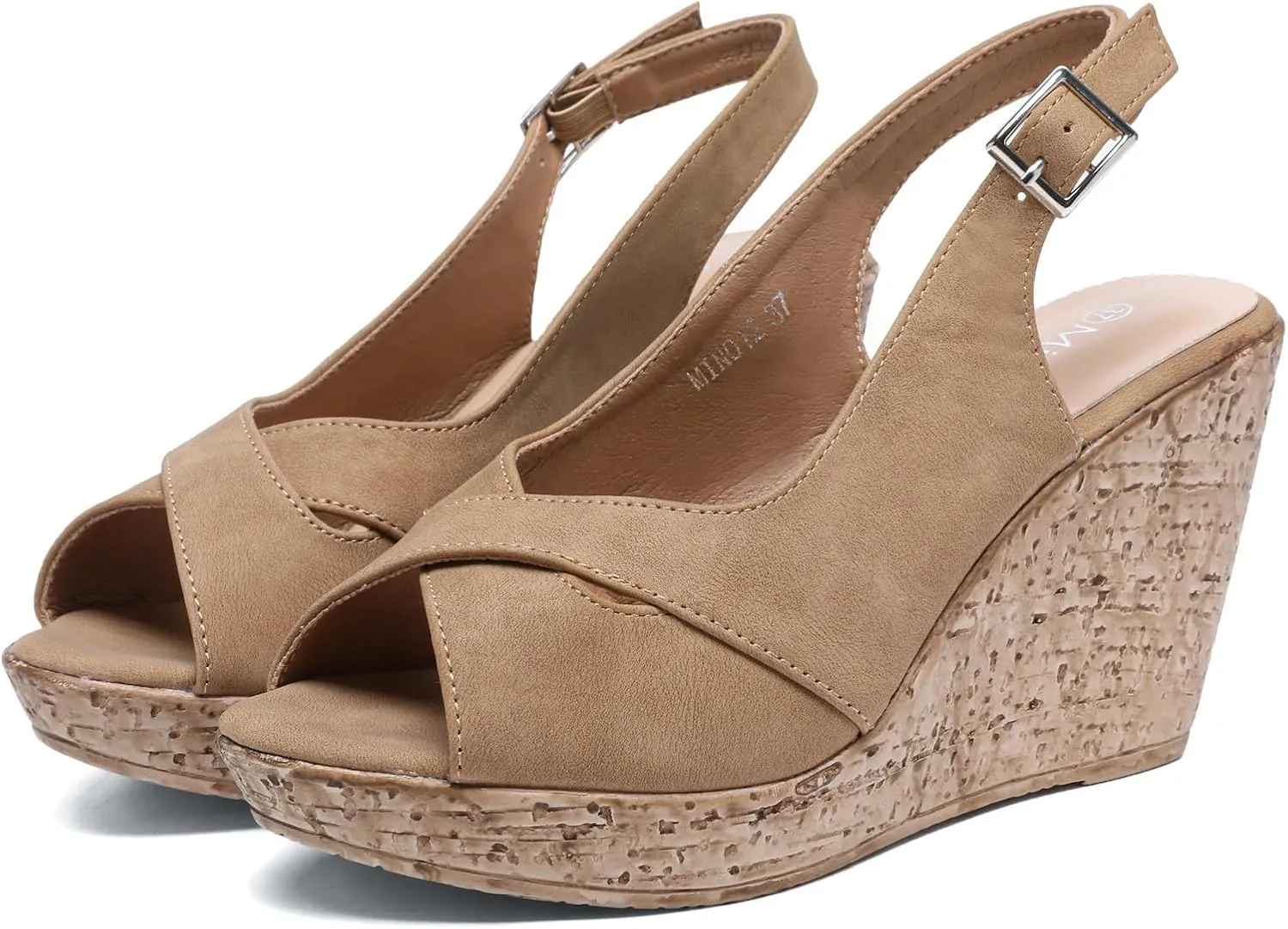 Mintzice Women's Peep Toe Casual Comfortable Dressy Adjustable Buckle Strap Slingback Platform Wedge Sandals