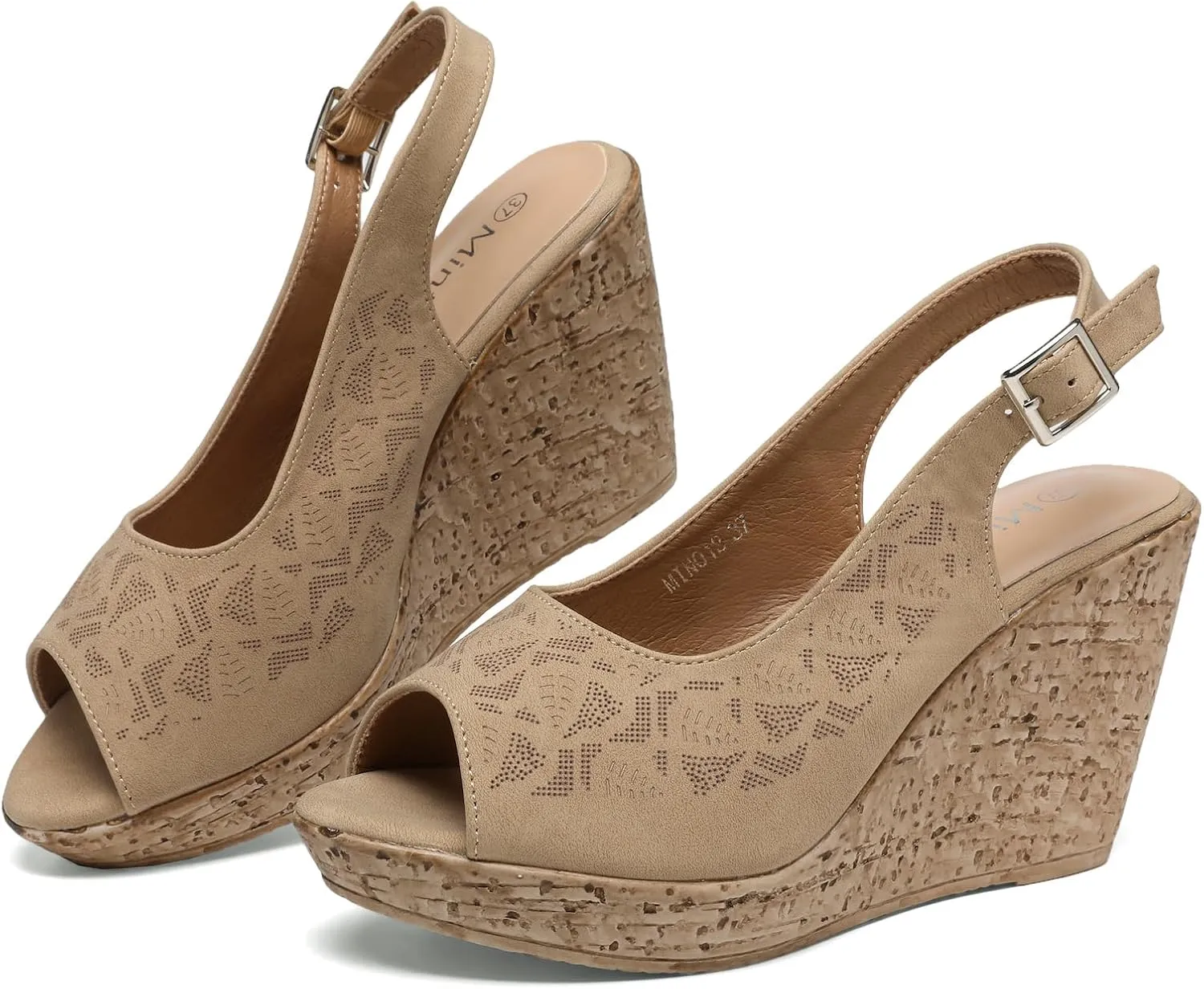 Mintzice Women's Peep Toe Casual Comfortable Dressy Adjustable Buckle Strap Slingback Platform Wedge Sandals