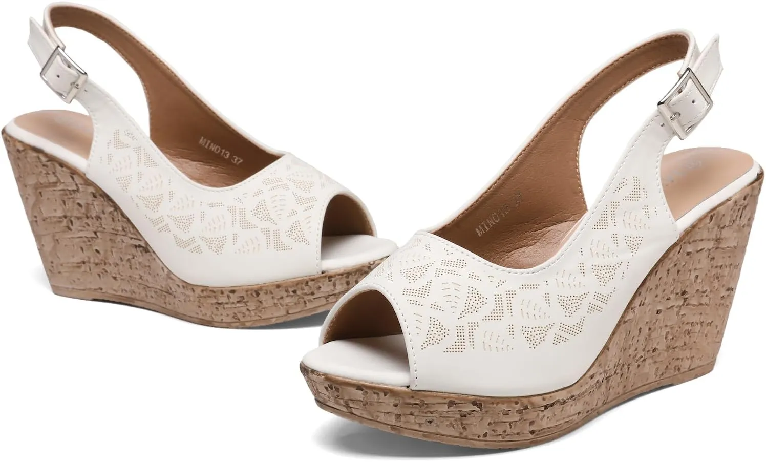 Mintzice Women's Peep Toe Casual Comfortable Dressy Adjustable Buckle Strap Slingback Platform Wedge Sandals