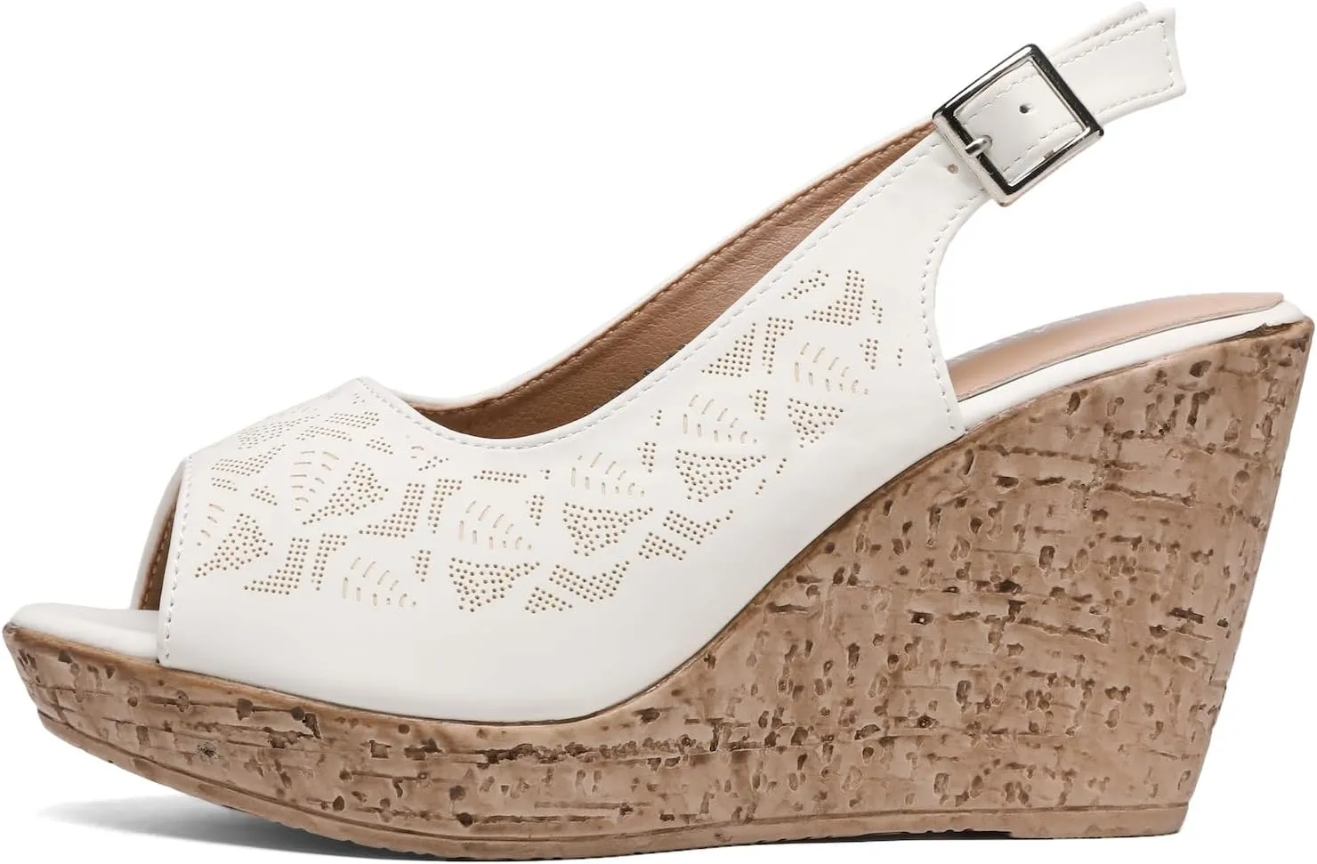 Mintzice Women's Peep Toe Casual Comfortable Dressy Adjustable Buckle Strap Slingback Platform Wedge Sandals