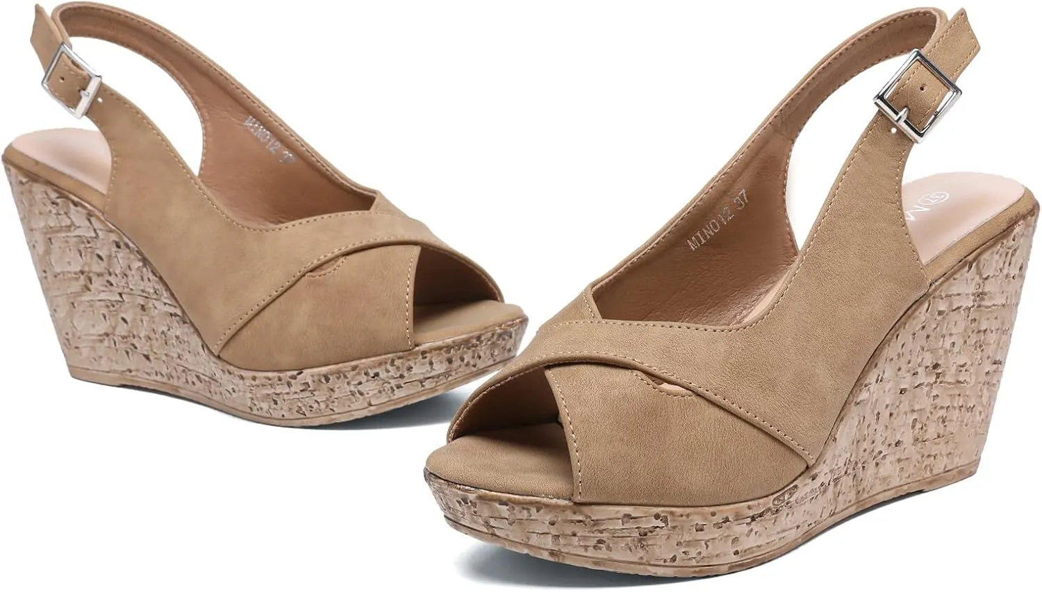 Mintzice Women's Peep Toe Casual Comfortable Dressy Adjustable Buckle Strap Slingback Platform Wedge Sandals