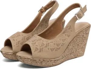 Mintzice Women's Peep Toe Casual Comfortable Dressy Adjustable Buckle Strap Slingback Platform Wedge Sandals