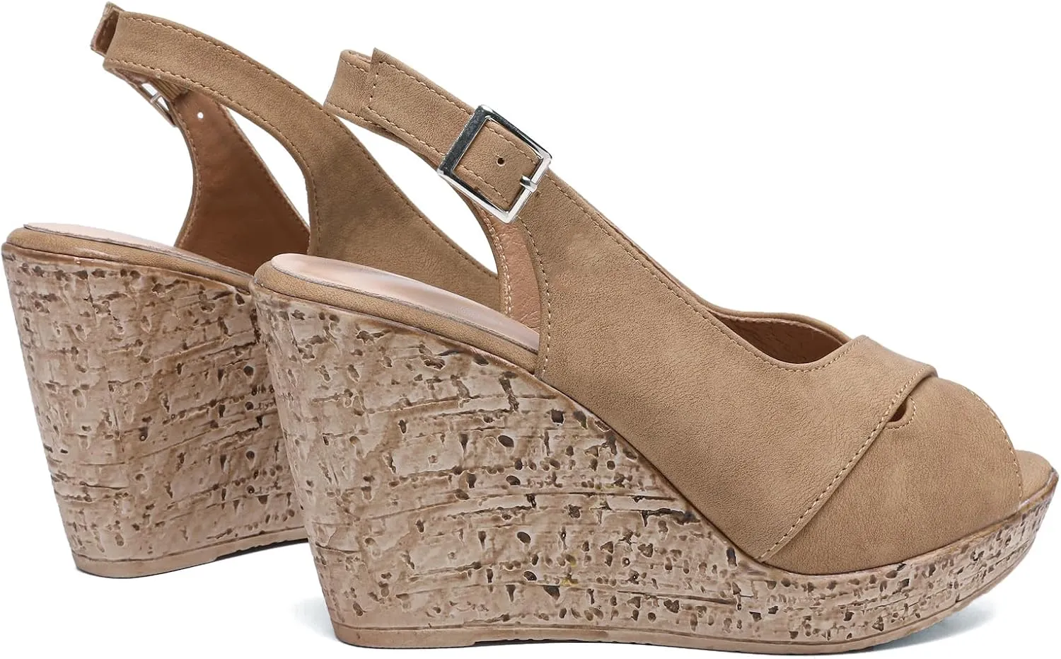 Mintzice Women's Peep Toe Casual Comfortable Dressy Adjustable Buckle Strap Slingback Platform Wedge Sandals