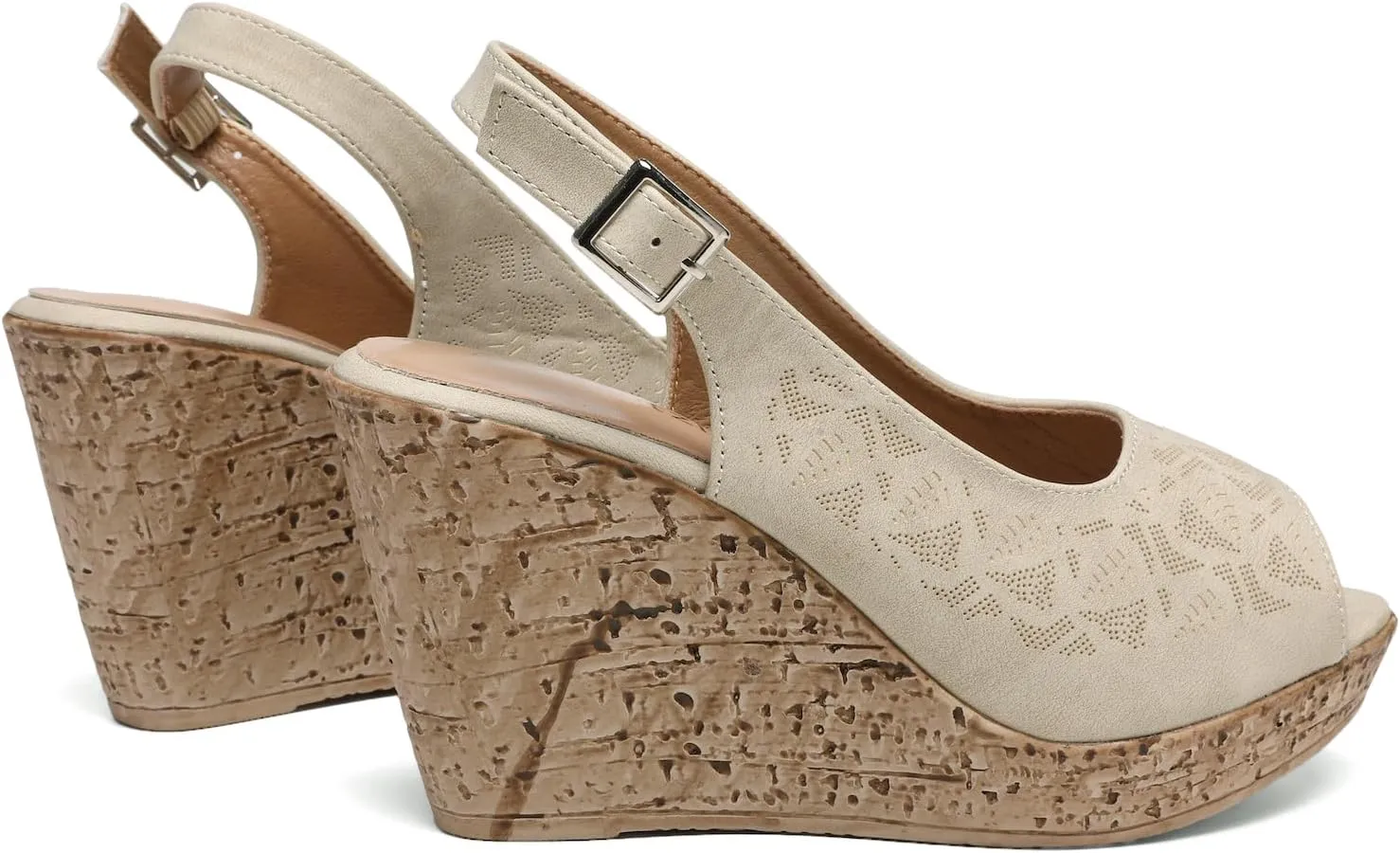 Mintzice Women's Peep Toe Casual Comfortable Dressy Adjustable Buckle Strap Slingback Platform Wedge Sandals