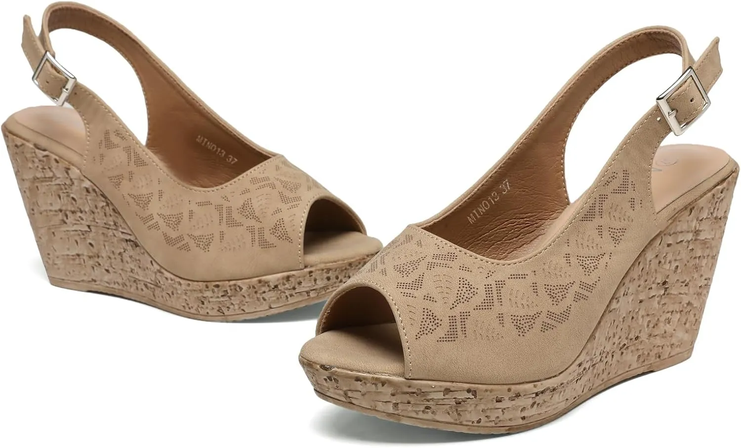 Mintzice Women's Peep Toe Casual Comfortable Dressy Adjustable Buckle Strap Slingback Platform Wedge Sandals