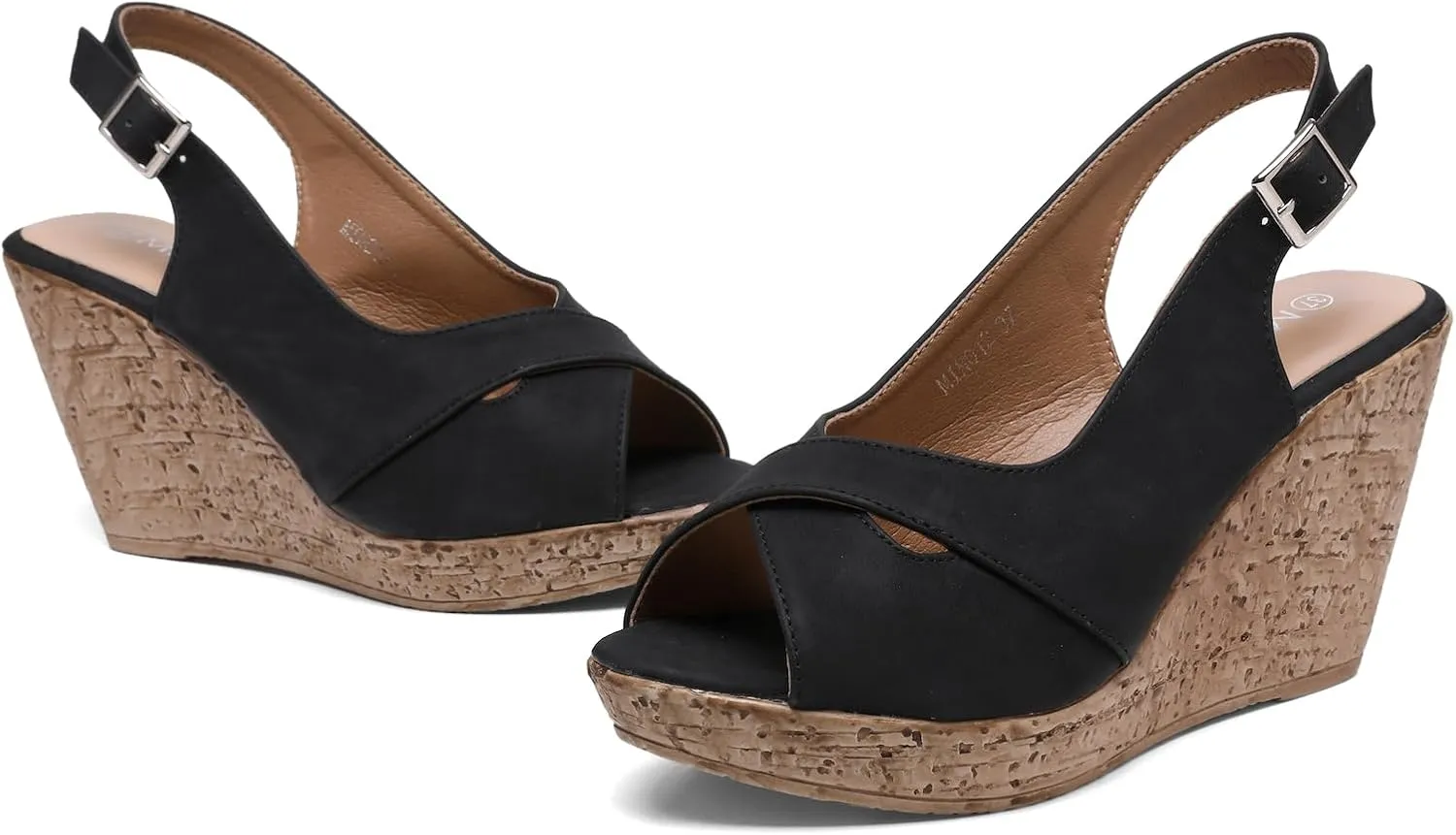 Mintzice Women's Peep Toe Casual Comfortable Dressy Adjustable Buckle Strap Slingback Platform Wedge Sandals