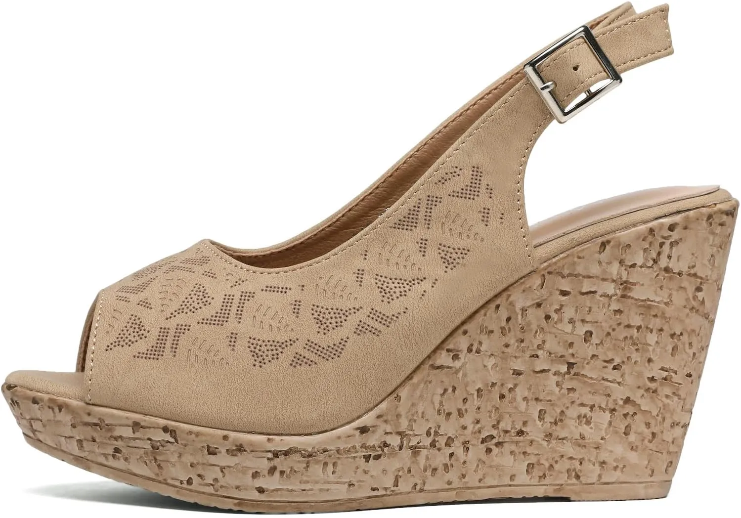 Mintzice Women's Peep Toe Casual Comfortable Dressy Adjustable Buckle Strap Slingback Platform Wedge Sandals