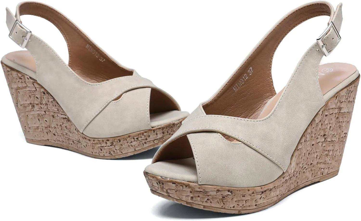 Mintzice Women's Peep Toe Casual Comfortable Dressy Adjustable Buckle Strap Slingback Platform Wedge Sandals