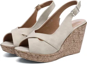 Mintzice Women's Peep Toe Casual Comfortable Dressy Adjustable Buckle Strap Slingback Platform Wedge Sandals