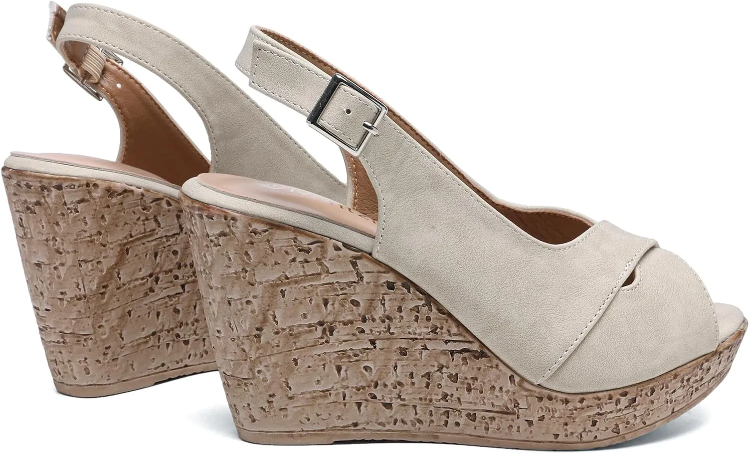 Mintzice Women's Peep Toe Casual Comfortable Dressy Adjustable Buckle Strap Slingback Platform Wedge Sandals
