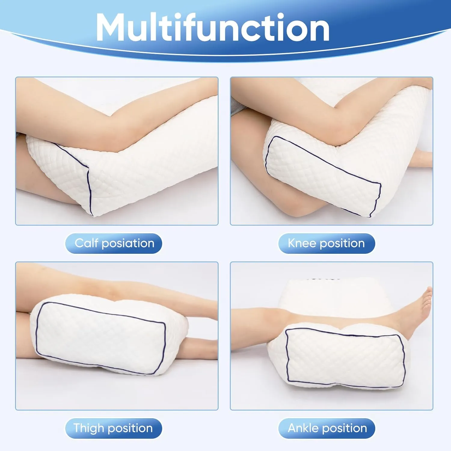 MINUPWELL 6.5" Knee Pillow for Side Sleepers - 100% Shredded Memory Foam Leg Pillow for Side Sleeping - Between Leg & Under Hip Pillow - Relieving Leg, Back, and Knee Pain - High Supportive