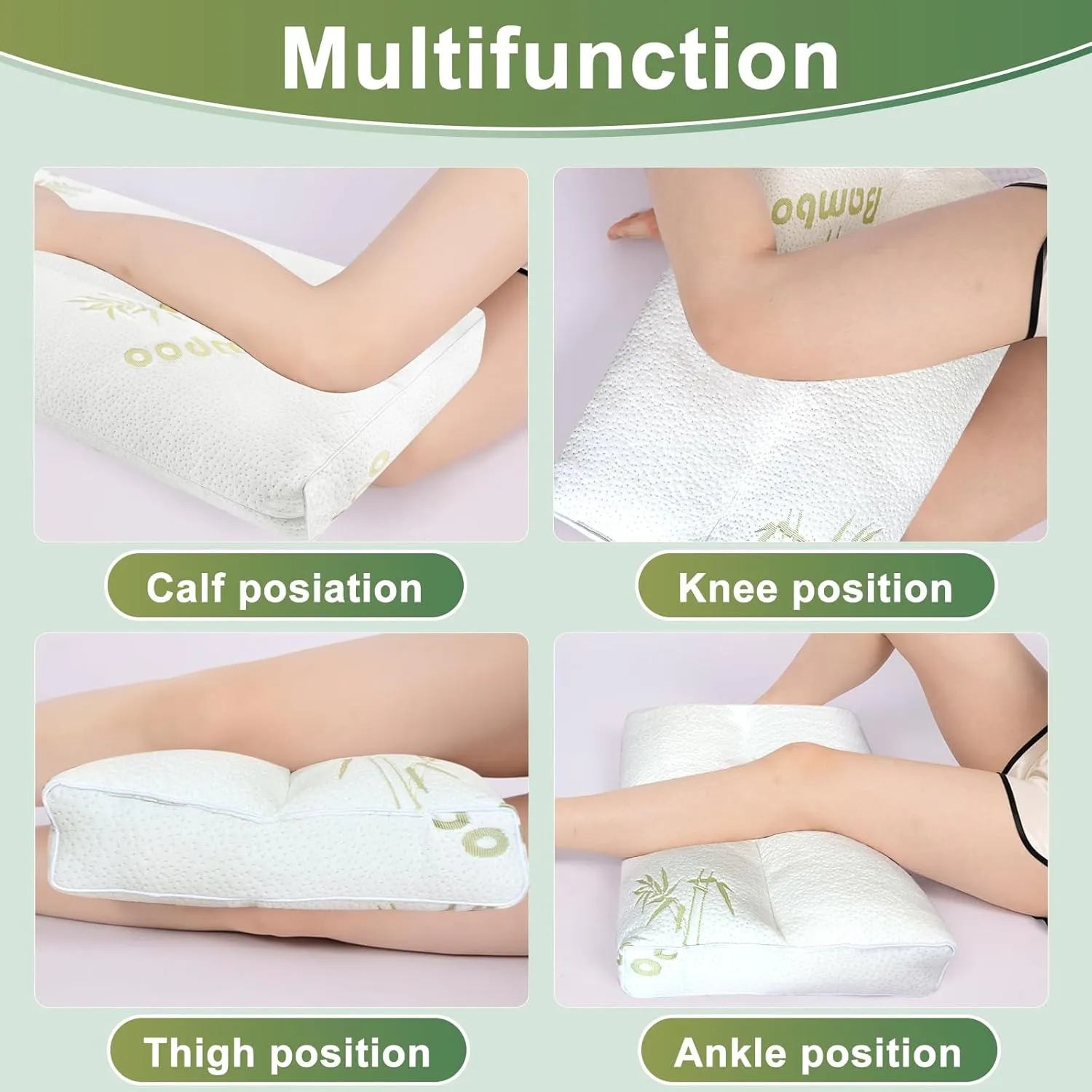 MINUPWELL Knee Pillow for Side Sleepers - 3" Height Between Leg & Under Knee Pillow for Back Sleepers - with 850G 7D Fiber for Relieving Leg, Back, and Knee Pain - Rayon Derived from Bamboo