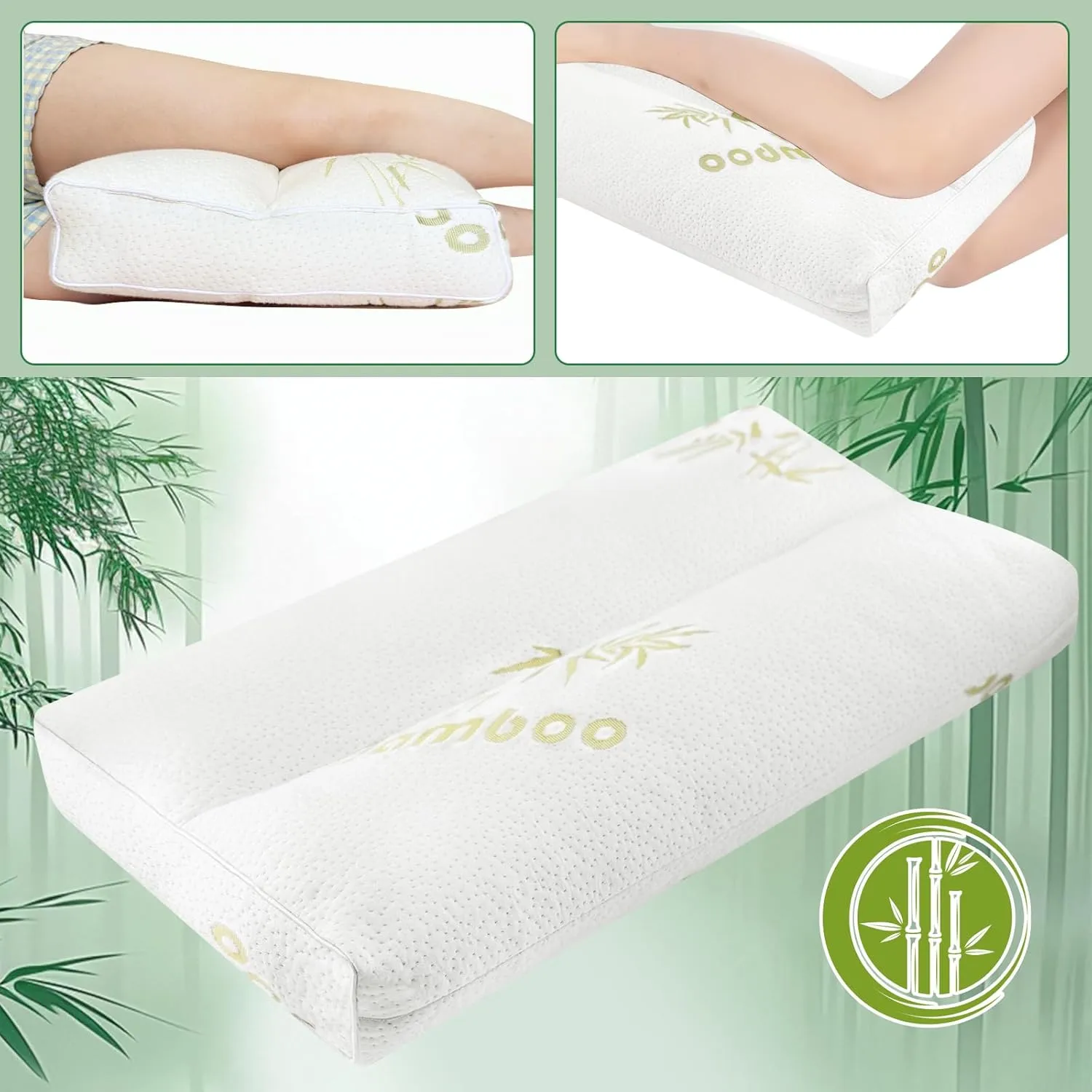 MINUPWELL Knee Pillow for Side Sleepers - 3" Height Between Leg & Under Knee Pillow for Back Sleepers - with 850G 7D Fiber for Relieving Leg, Back, and Knee Pain - Rayon Derived from Bamboo