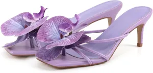 MissHeel Orchid Heels for Women Slip On Kitten Heel