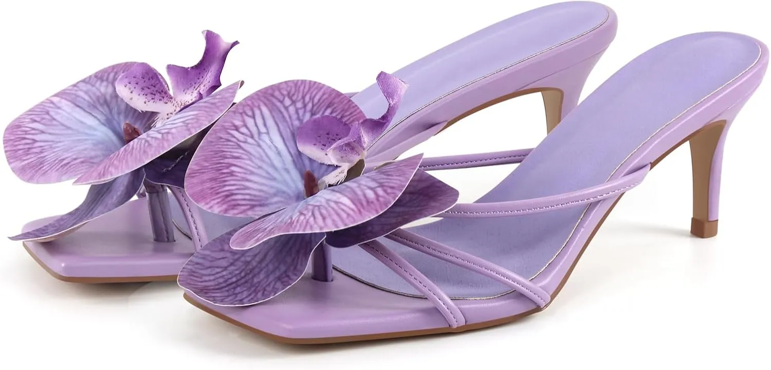 MissHeel Orchid Heels for Women Slip On Kitten Heel