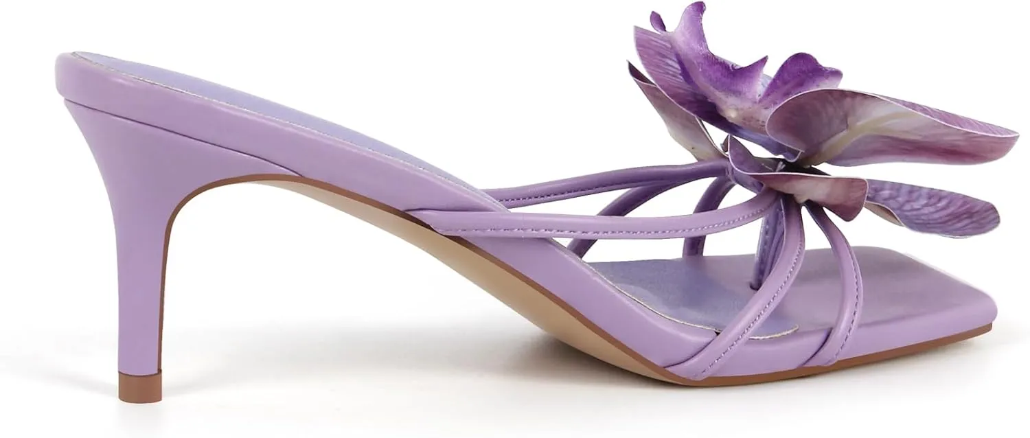 MissHeel Orchid Heels for Women Slip On Kitten Heel