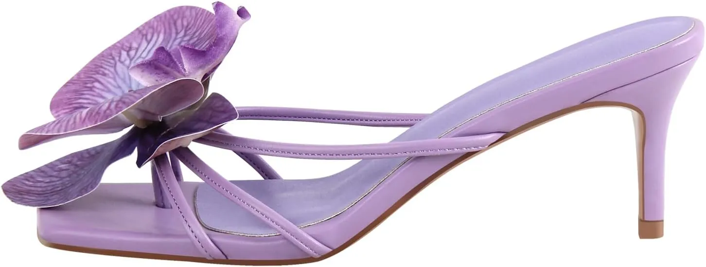 MissHeel Orchid Heels for Women Slip On Kitten Heel