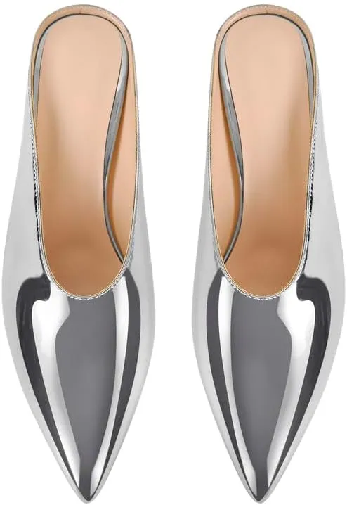 MissHeel Pointed Toe Slip On Unique Wedge Heel Mules 3 inch