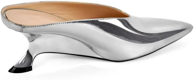 MissHeel Pointed Toe Slip On Unique Wedge Heel Mules 3 inch