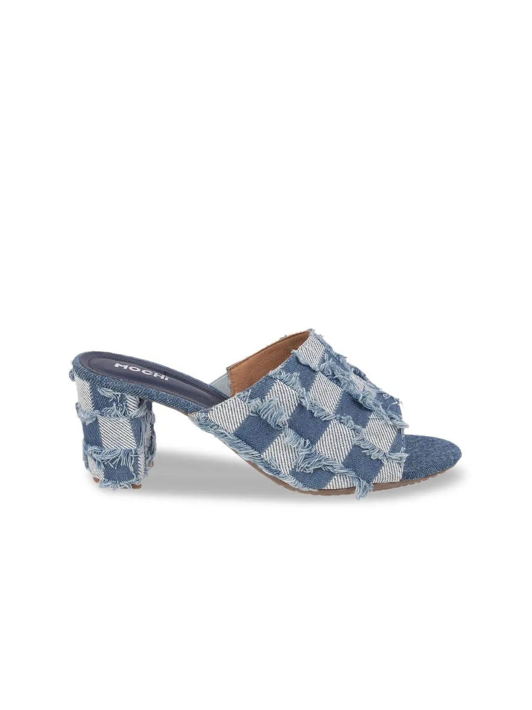 Mochi Women Printed Open Toe Block Mules