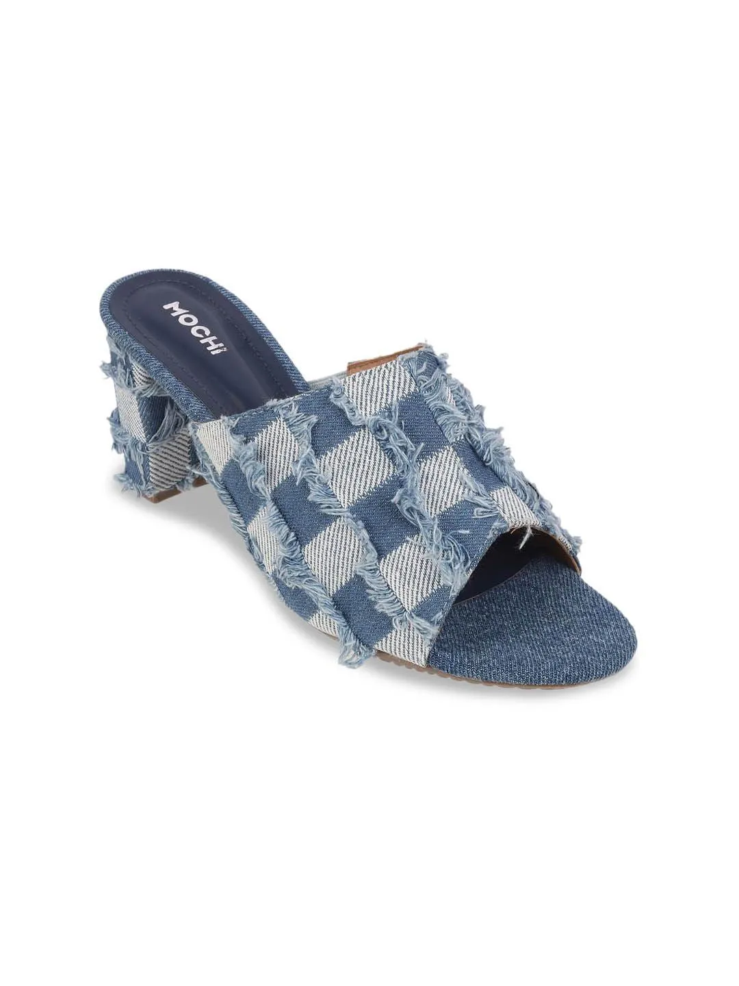 Mochi Women Printed Open Toe Block Mules