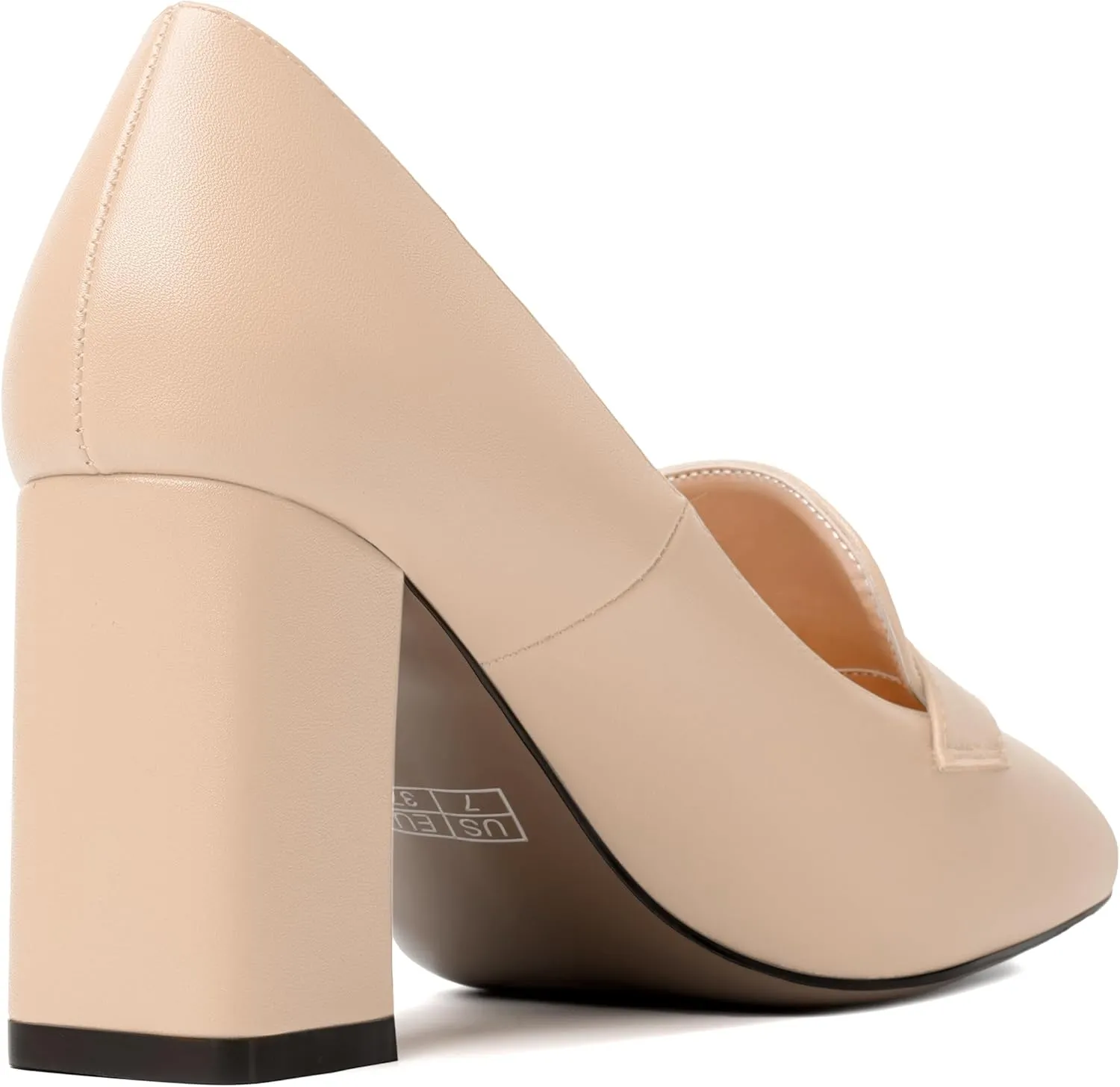 MODENCOCO Womens Sexy Formal Matte Slip On Square Toe Work Block High Heel Loafers Shoes 3.5 Inch
