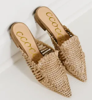 Monaco Raffia Pointy Mules