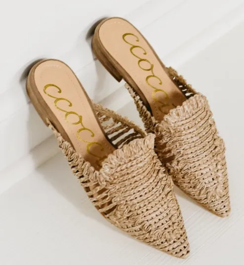 Monaco Raffia Pointy Mules