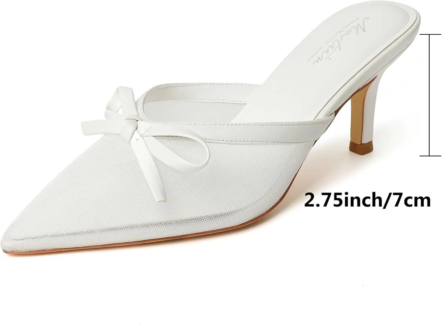 Mostrin Kitten Mules Heels for Women Pointed Closed Toe Heels Vintage Slip on Stiletto Dressy Pumps Shoes