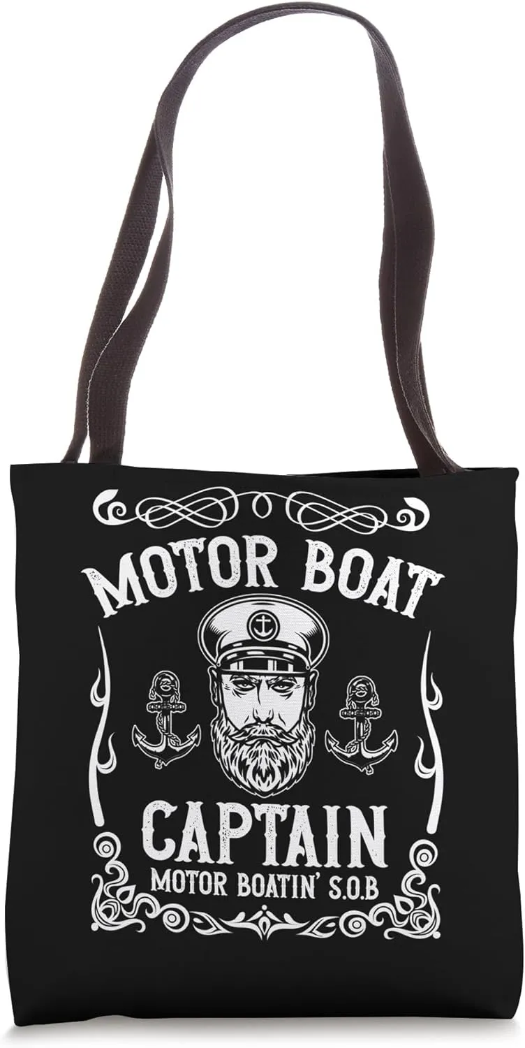 Motor Boat Captain Motorboating Anchor Sports Motorboat Tote Bag