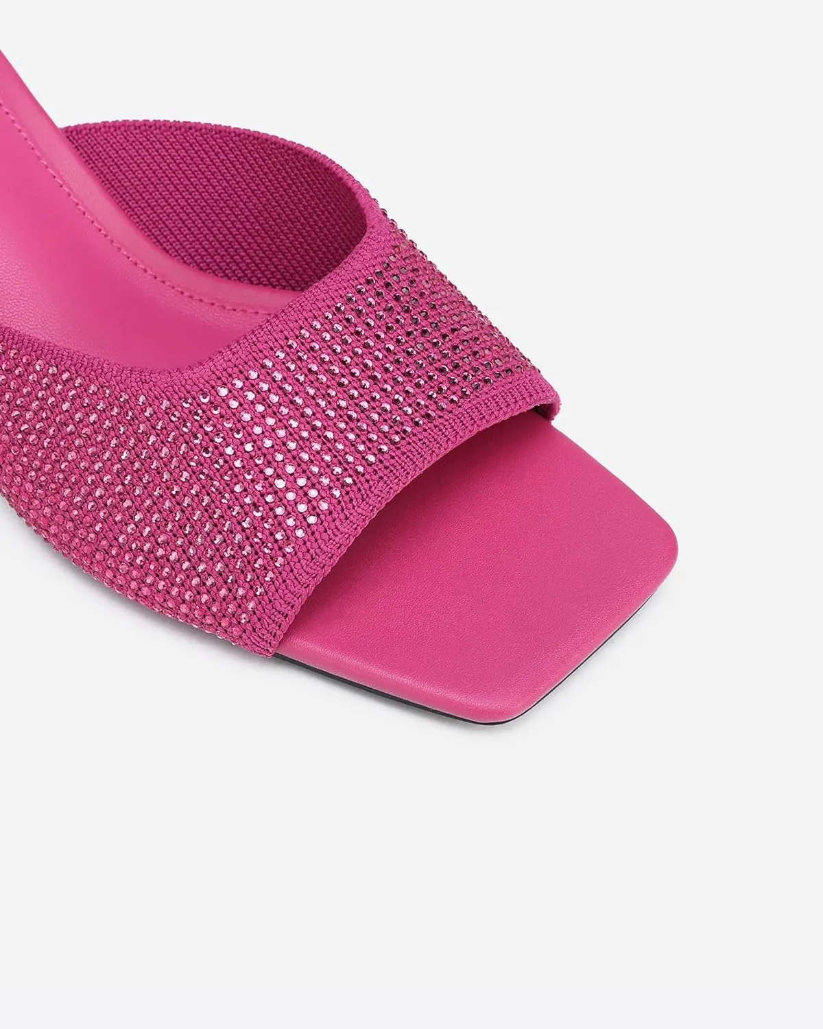 Mousse FIT Breathable Flywoven Women's Square Toe Sandals, Chunky Block Heel Mules
