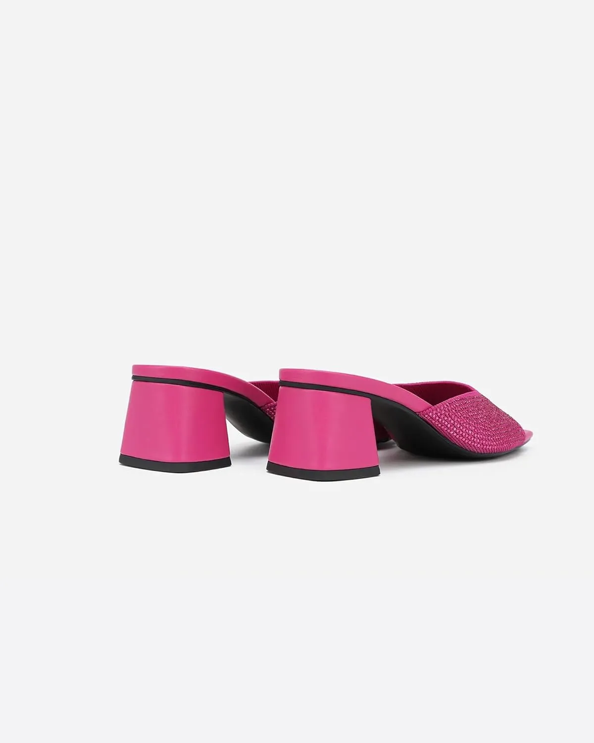 Mousse FIT Breathable Flywoven Women's Square Toe Sandals, Chunky Block Heel Mules