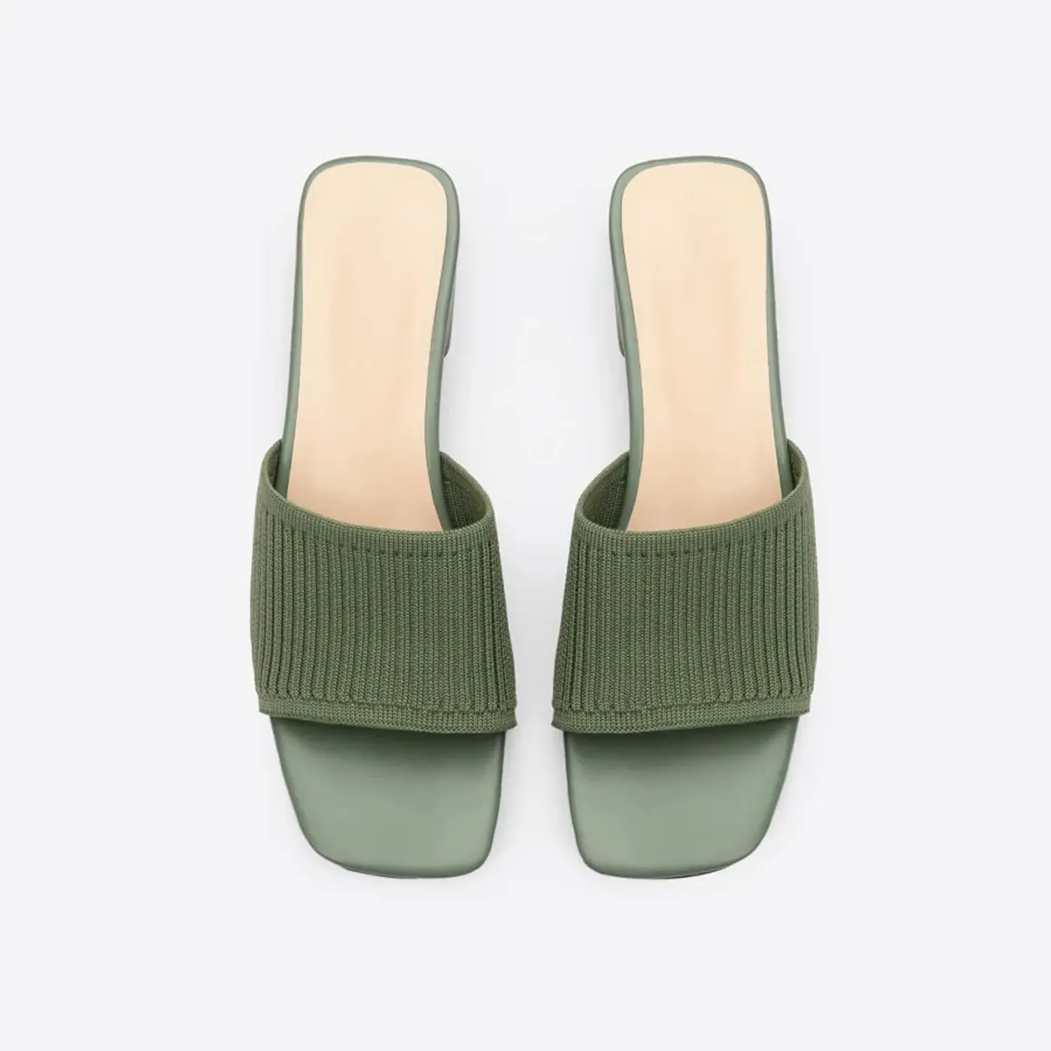 Mousse FIT Breathable Flywoven Women's Square Toe Sandals, Chunky Block Heel Mules