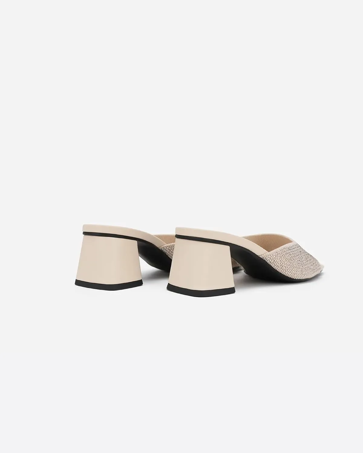 Mousse FIT Breathable Flywoven Women's Square Toe Sandals, Chunky Block Heel Mules