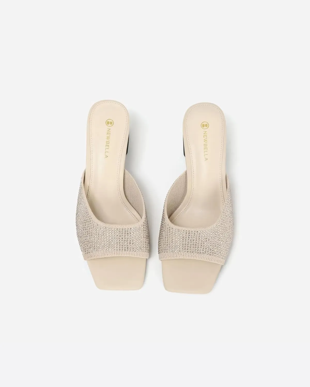 Mousse FIT Breathable Flywoven Women's Square Toe Sandals, Chunky Block Heel Mules