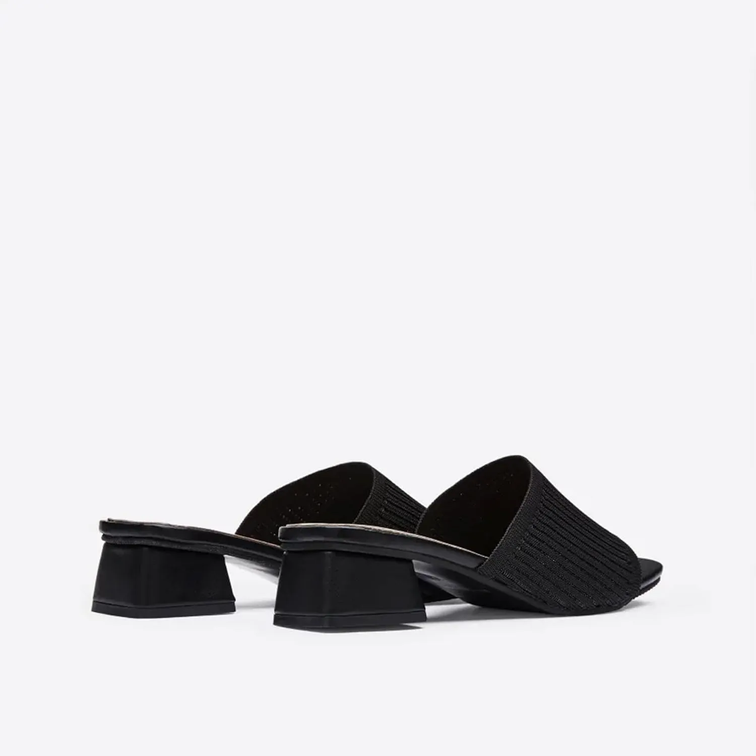 Mousse FIT Breathable Flywoven Women's Square Toe Sandals, Chunky Block Heel Mules