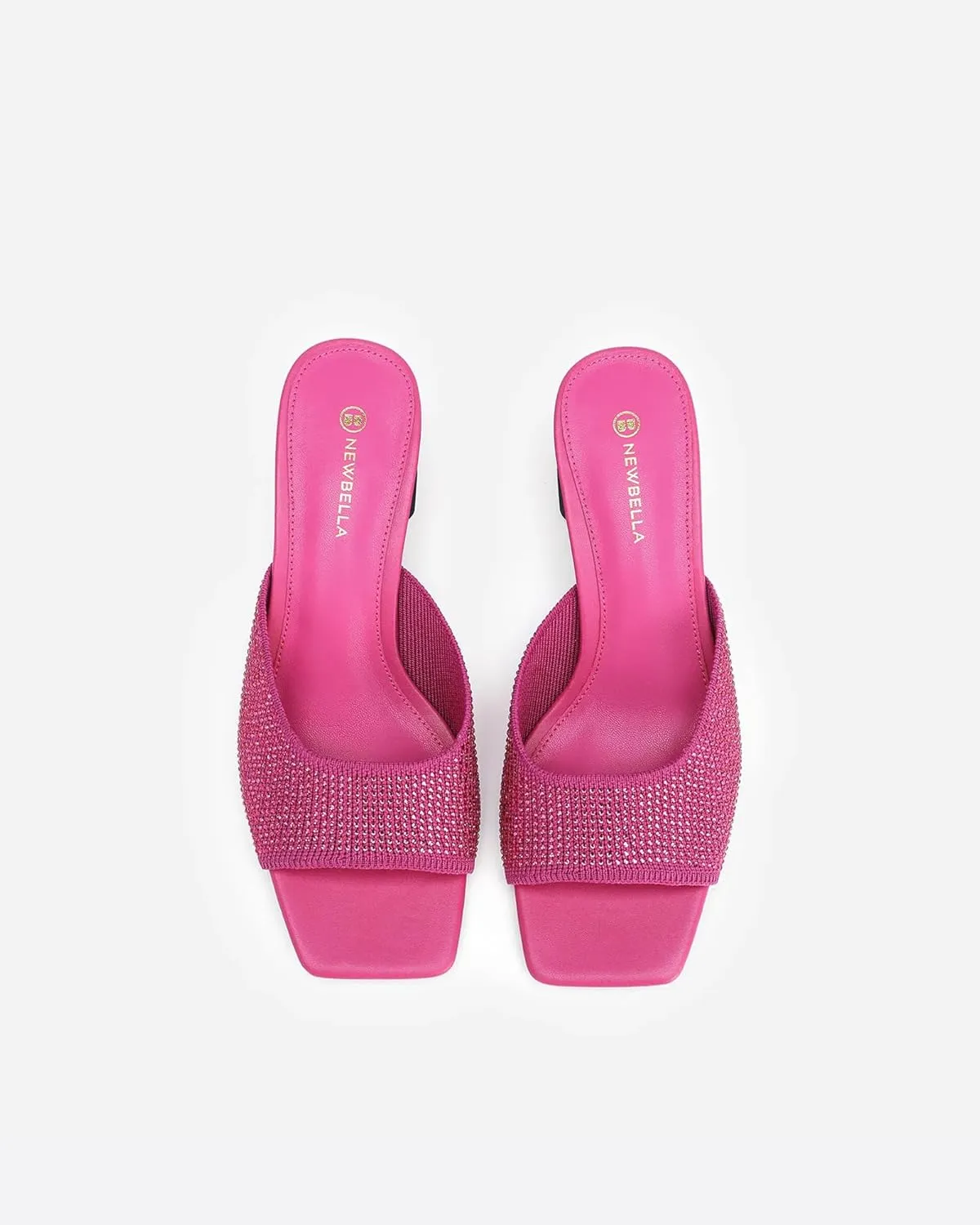 Mousse FIT Breathable Flywoven Women's Square Toe Sandals, Chunky Block Heel Mules