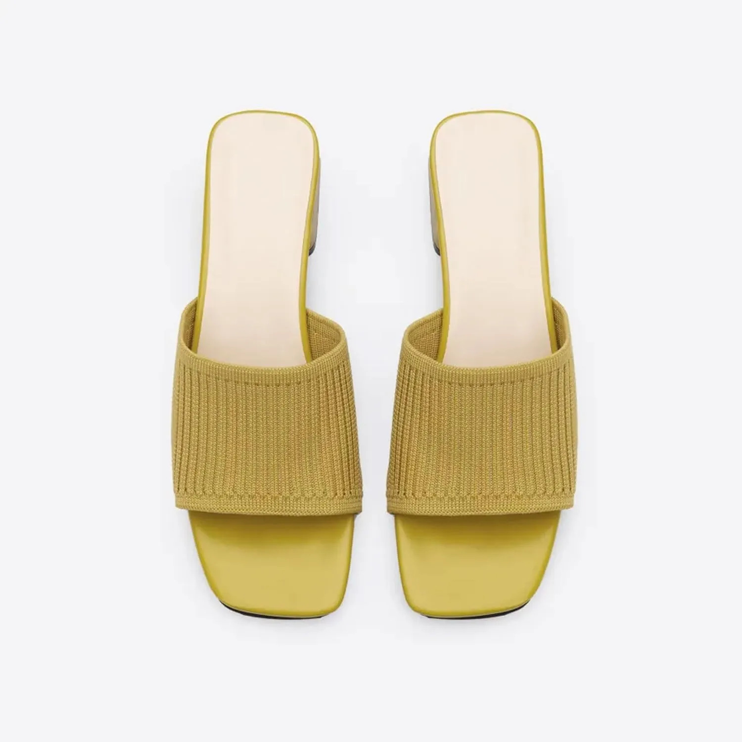 Mousse FIT Breathable Flywoven Women's Square Toe Sandals, Chunky Block Heel Mules