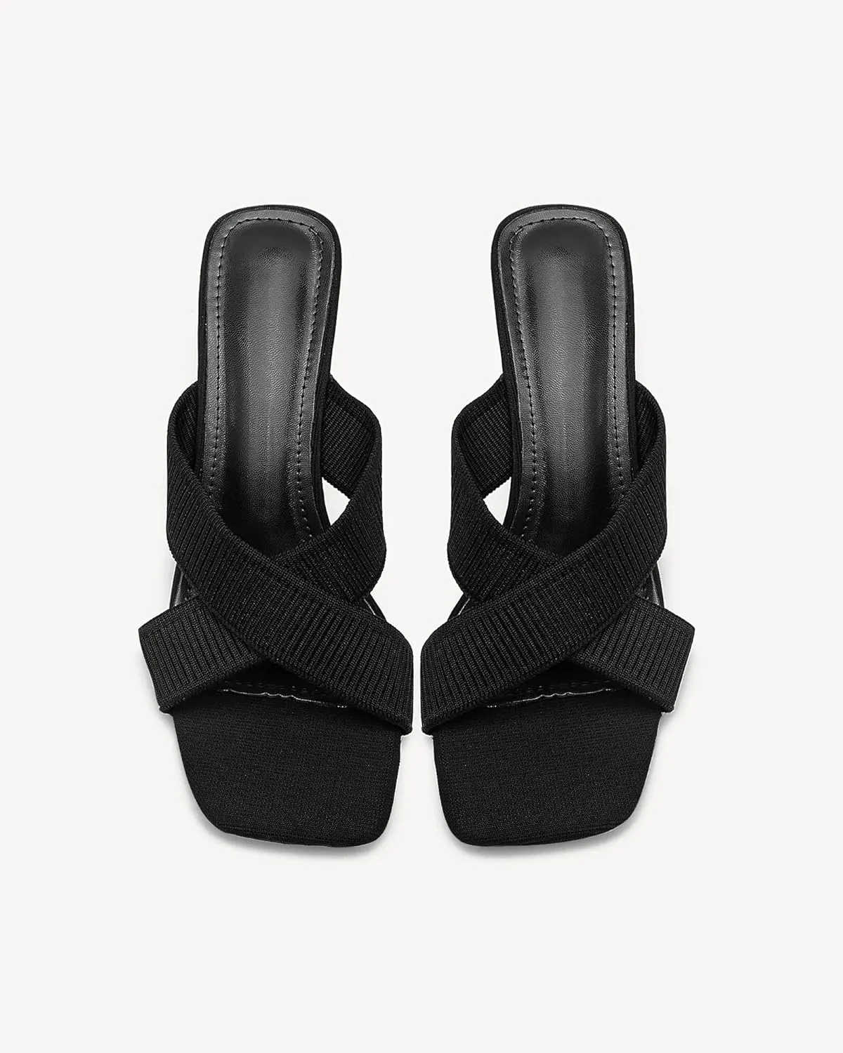 MOUSSE FIT Women Heeled Sandals, Mesh Casual Square Toe Mules