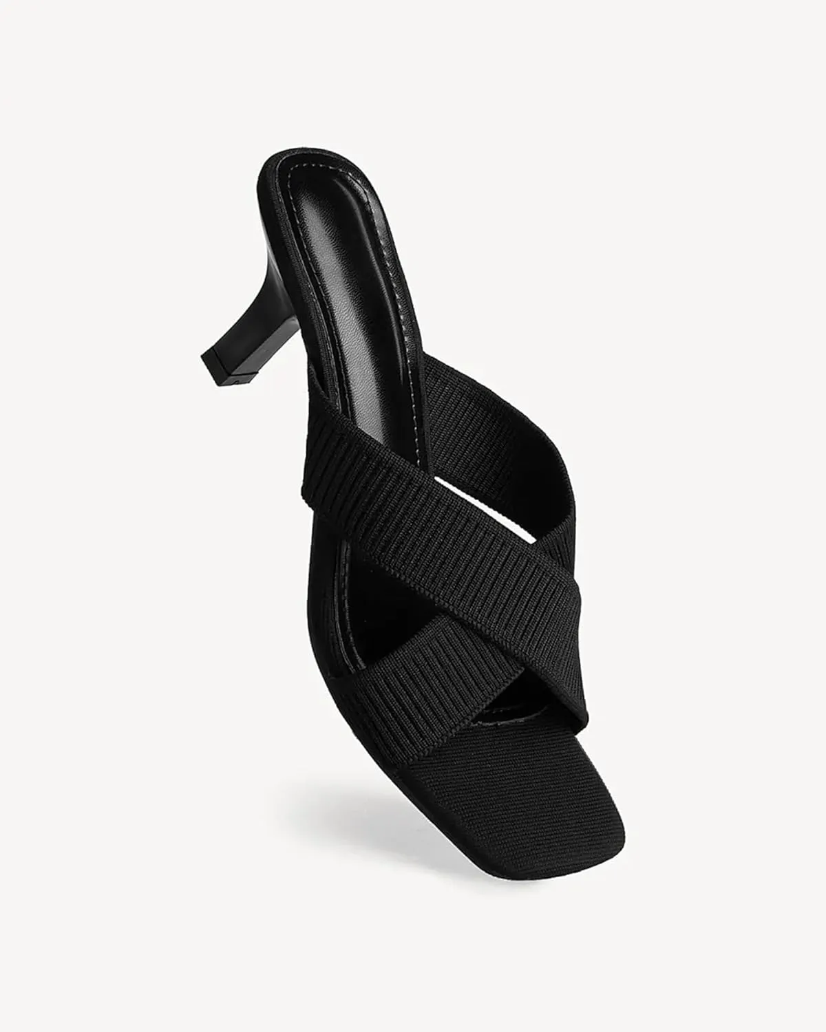 MOUSSE FIT Women Heeled Sandals, Mesh Casual Square Toe Mules